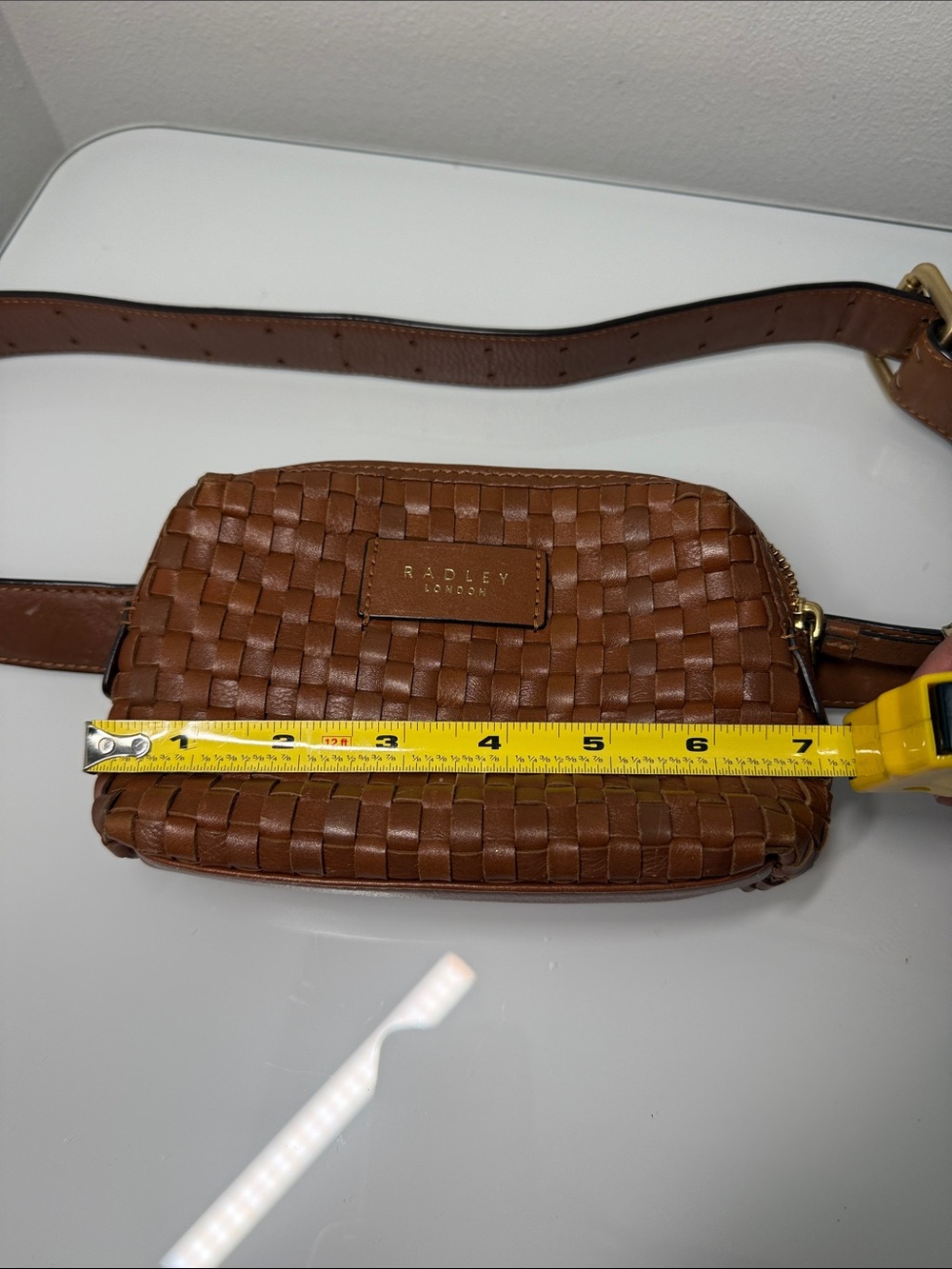 Radley London Weavers Way Woven Leather Belt Bag Fanny Pack Brown EUC - Picture 8 of 9